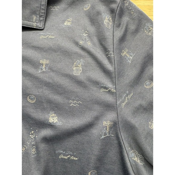 Travis Mathew Men's XL Blue Beer Glass Party All Over Print Golf Polo Wicking - Picture 4 of 5